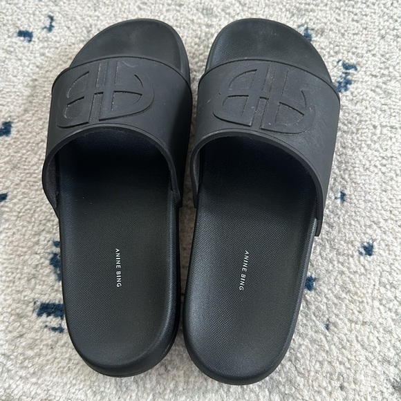 Anine Bing Black Rubber Slide Sandals Size 38 / US 8 - Picture 2 of 5